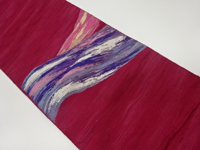 JAPANESE KIMONO / VINTAGE NAGOYA OBI / TSUMUGI / WOVEN ABSTRACT